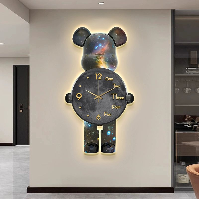 LED 곰돌이시계 오브제 조명 대형 라이트 무소음 거실 C형 35x70cm 일반 무조명 모델 - 메인 이미지