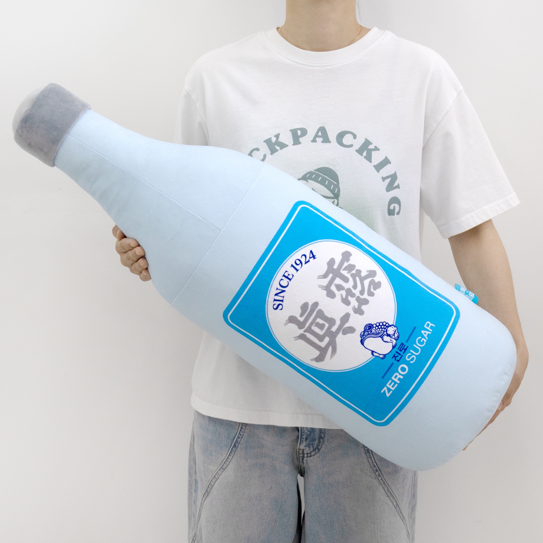 진로 제로슈가 소주병필로우 라이트블루, M 25x75cm - 메인 이미지