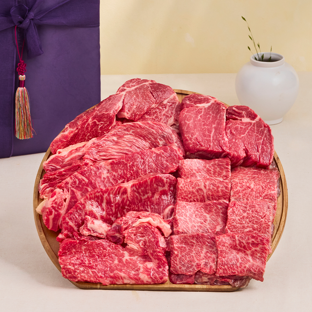 ++1 No.9 등급 한우 패밀리 선물세트 800g 등심 채끝 차돌 로스구이 추석 선물