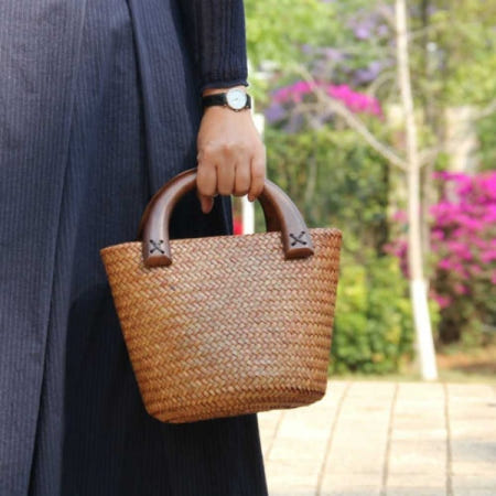 여행용 라탄백 태국 토트백 왕골가방 핸드메이드 나들이 휴가 바캉스1. 소형