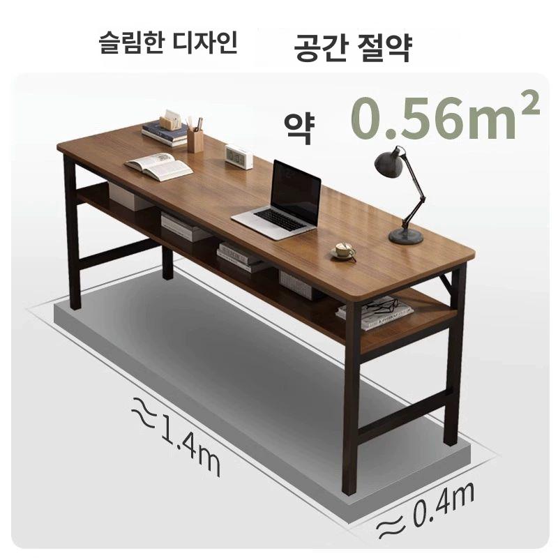 긴 테이블 이중학습 대형 다기능접의식 독서 간이  120cm 스포티우드색+소가죽 x2 - 상세 이미지 4