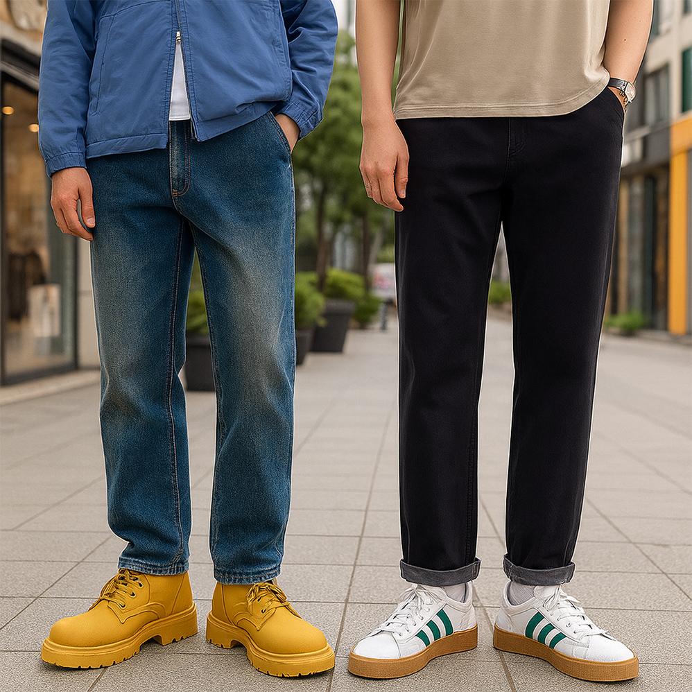 1+1 남자밴딩청바지 블랙진 연청바지 - 메인 이미지