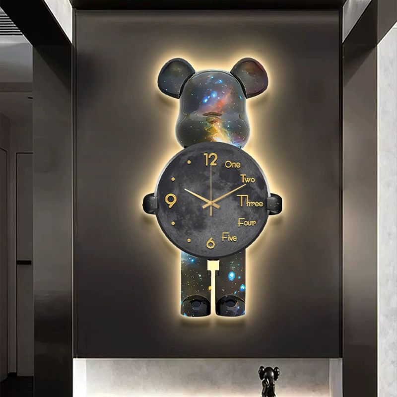 LED 곰돌이시계 오브제 조명 대형 라이트 무소음 거실 C형 35x70cm 일반 무조명 모델 - 상세 이미지 3