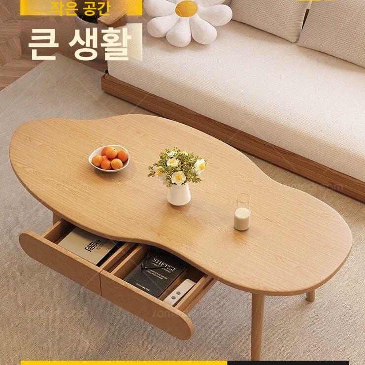 원형 테이블 거실 대리석 홈카페 북유럽 찻상 철재 밥상 구름 테이블 따뜻한 80x40x30cm - 상세 이미지 4