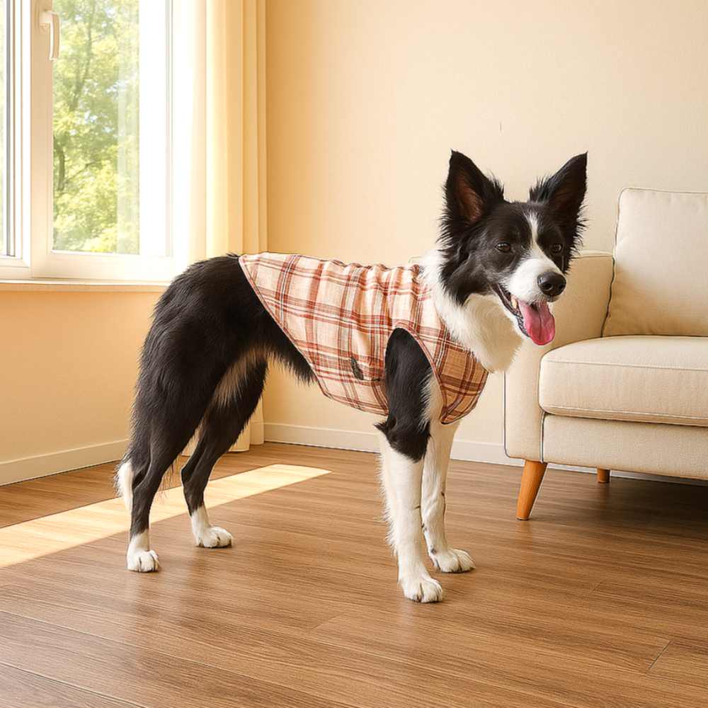 위드레오 강아지 겨울 조끼 대형견 옷 후리스 중형견옷 체크, 핑크, S