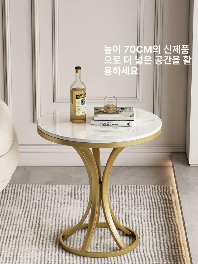 대리석 미니 티테이블 노르딕 스크럽블랙 북유럽 인테리어 높은 나노골드 60cm 설산화이트 스톤 - 상세 이미지 2