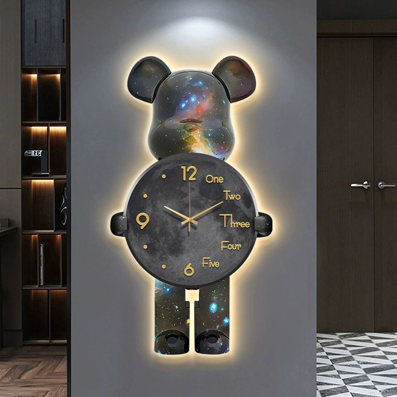 LED 곰돌이시계 오브제 조명 대형 라이트 무소음 거실 C형 35x70cm 일반 무조명 모델 - 상세 이미지 2