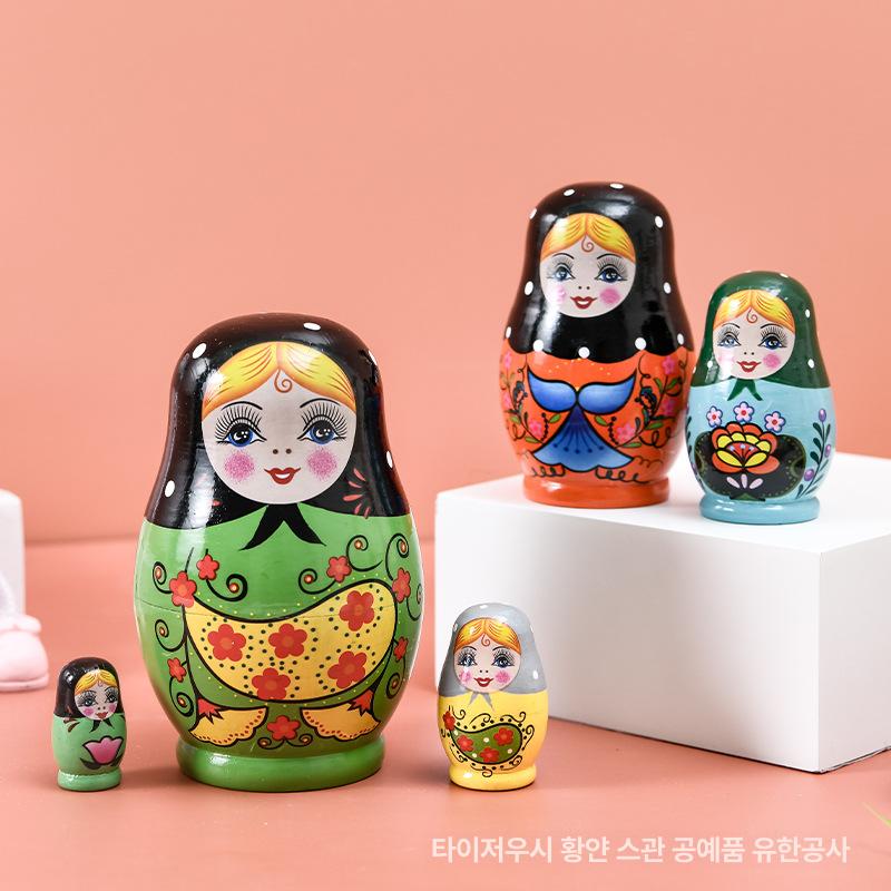 솔비에 러시아인형 마트료시카 인테리어소품 인형소품 원목 인형 목각인형 5단 단일 상품 - 상세 이미지 2