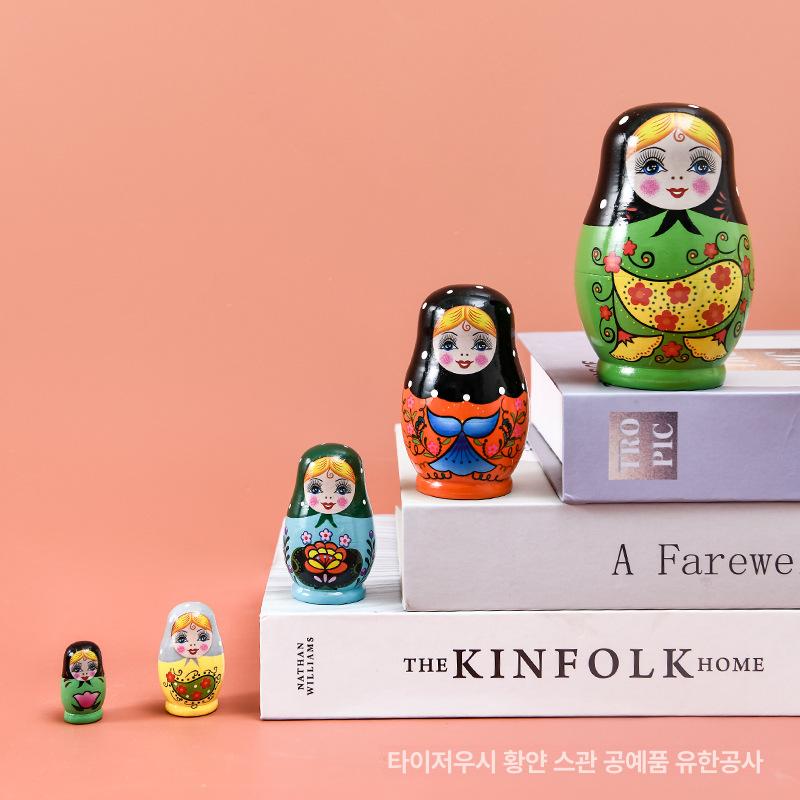 솔비에 러시아인형 마트료시카 인테리어소품 인형소품 원목 인형 목각인형 5단 단일 상품 - 상세 이미지 3