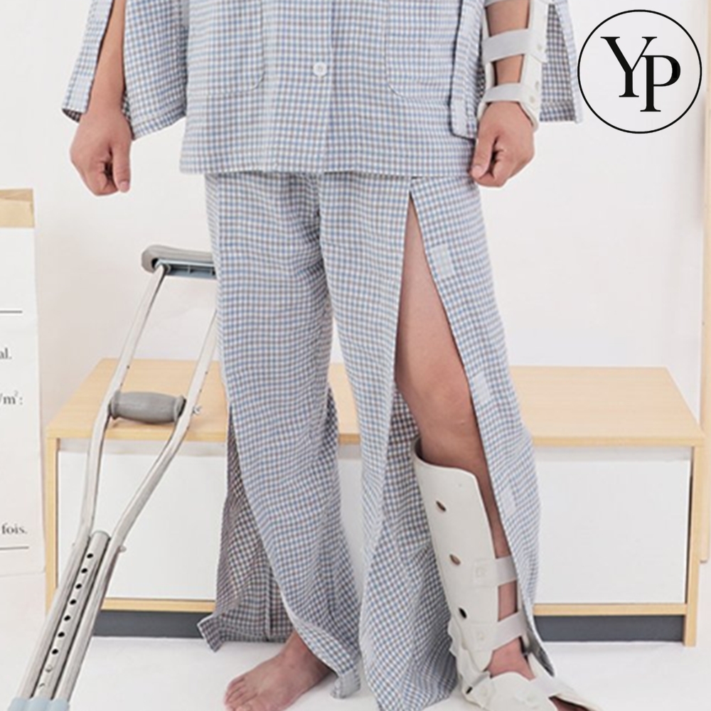 트임 환자복 바지 환자 긴바지 어른용 깁스 요양원 어르신 병원 - 상품 이미지