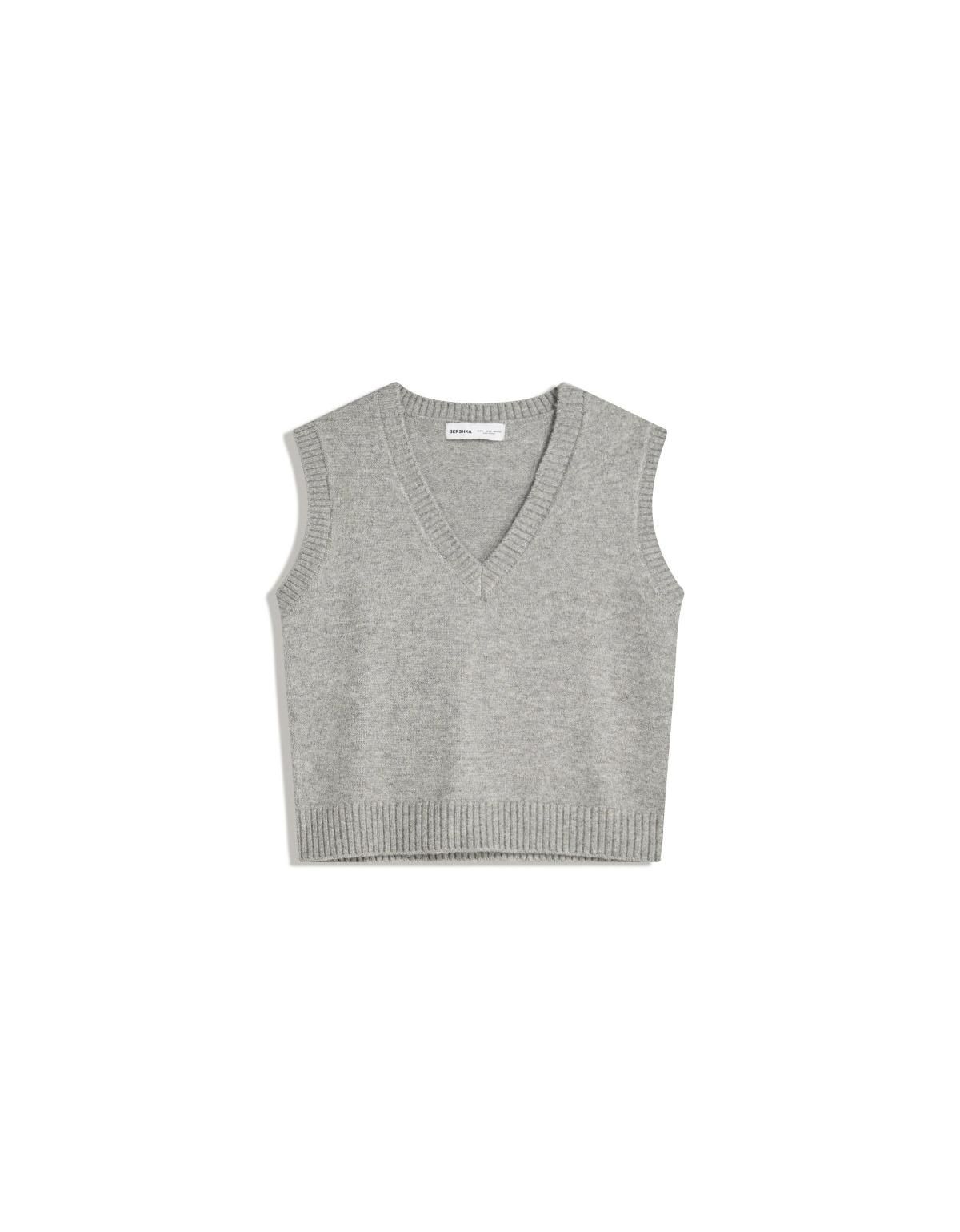 버쉬카 소프트터치 브이넥 니트 베스트 8587/376 GREY - 상세 이미지 3