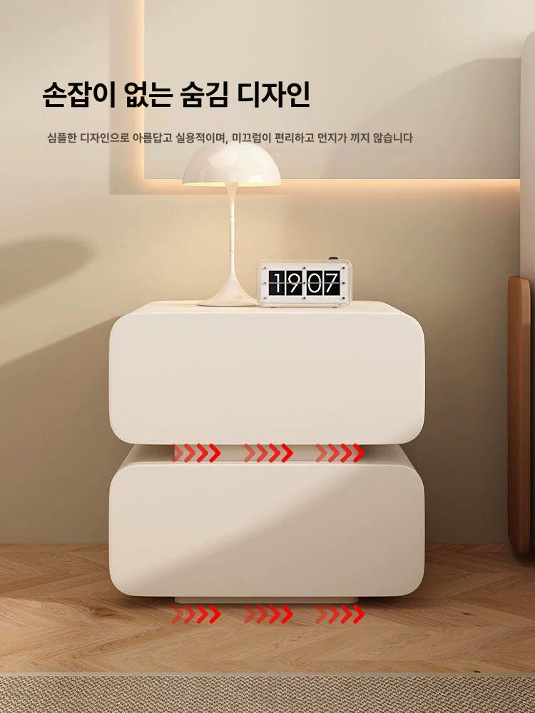 침대옆협탁 높은 틈새 앤틱 침대옆 서랍장 안방 탁자 조명없음밀키화이트 전체 조립필 30x40x48cm - 상세 이미지 5