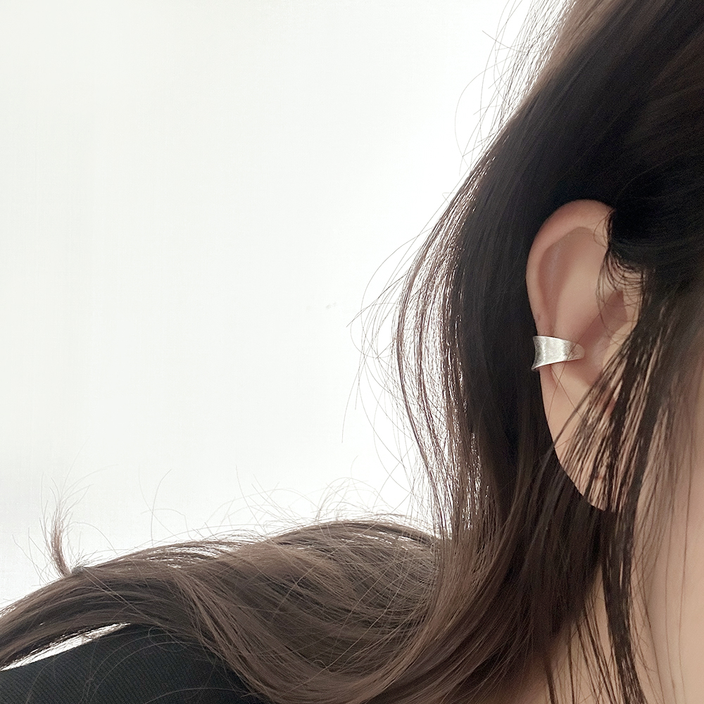 silver925 무광 브러쉬 볼드 남자 이어커프 링 귀찌 귀안뚫는귀걸이 순은 이미지 7