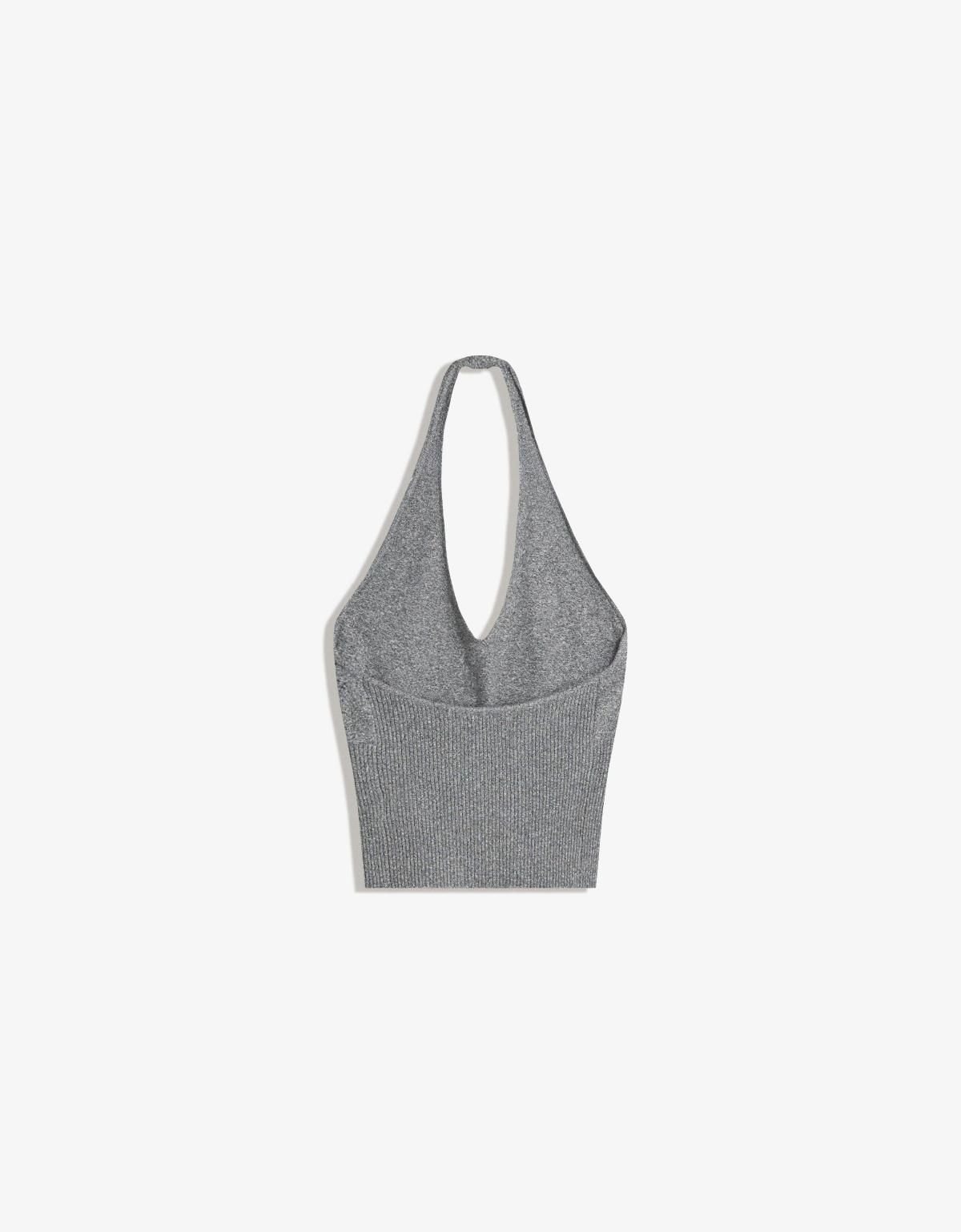 버쉬카 리브드 테크니컬 홀터넥 민소매 탑 8751/693 GREY - 상세 이미지 5