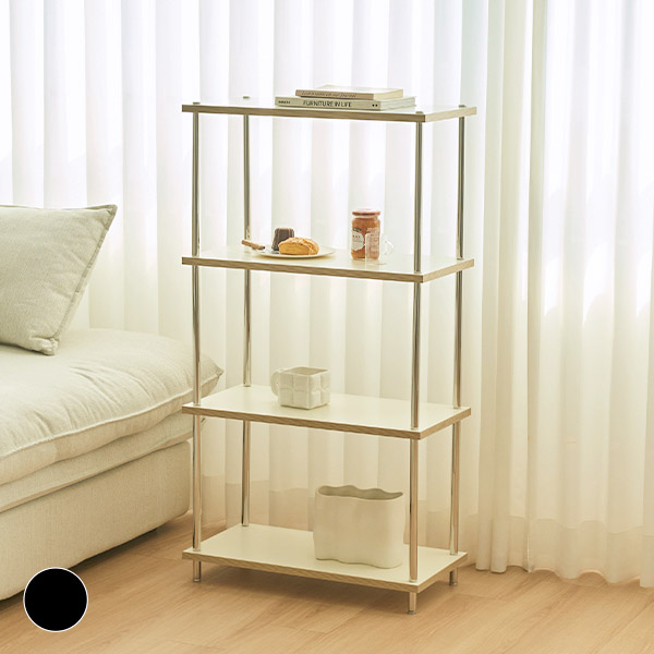 스칸디아 플랫라인 600 스틸 선반장 진열장 600X300X1128mm, 4단, 블랙