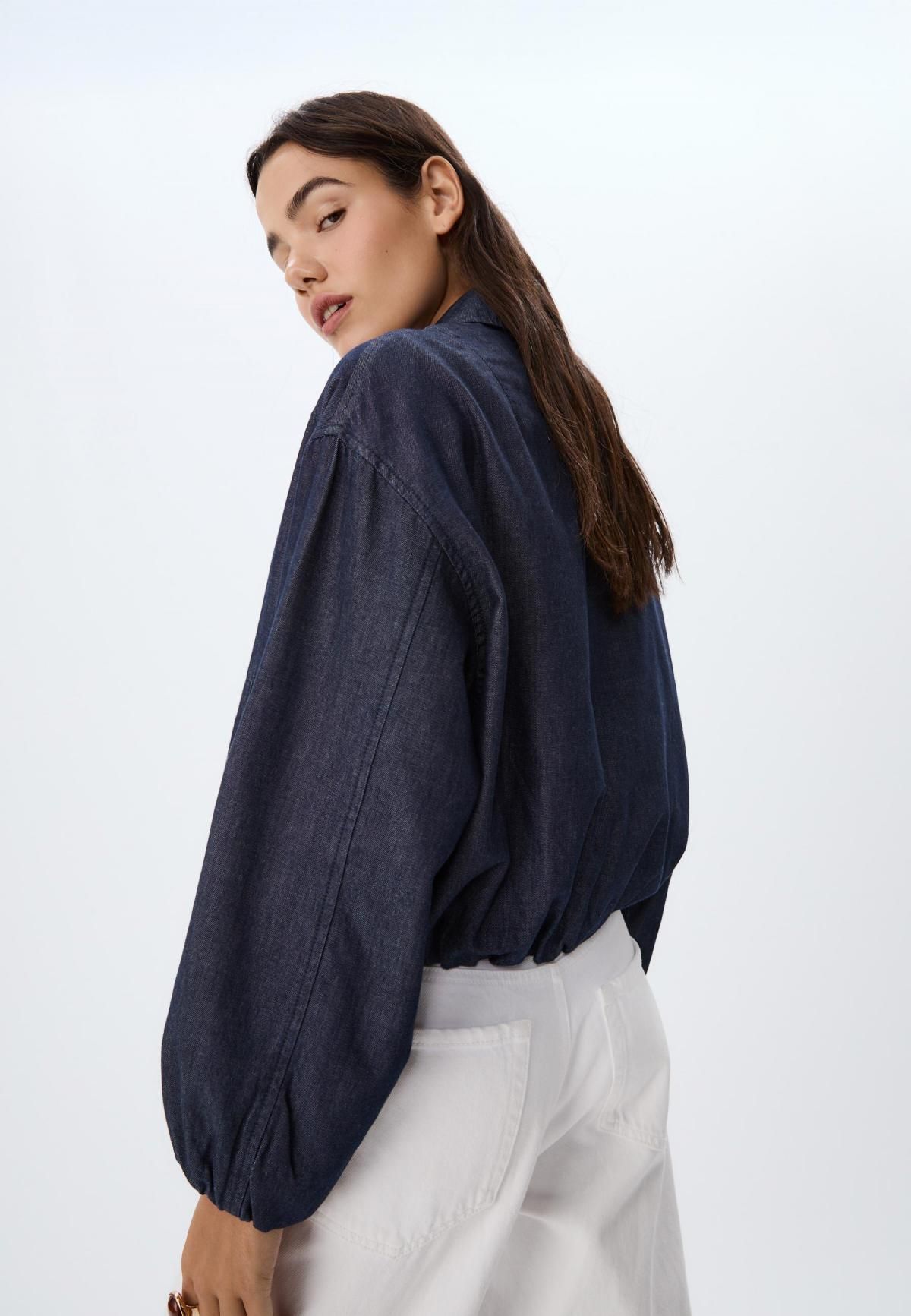 스트라디바리우스 트렌디 데님 퍼프 집업 재킷 5733/566 RINSE BLUE DENIM - 상세 이미지 5