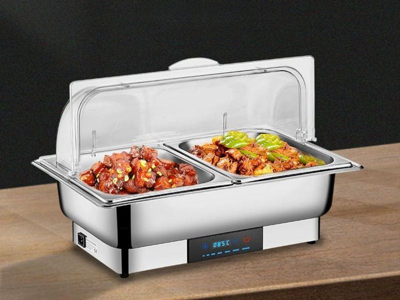 업소용 중탕기 식당 음식 대형 워머 수프 탕온기 짜장 시각적 뚜껑과 스마트 터치 온도 9L - 상품 이미지
