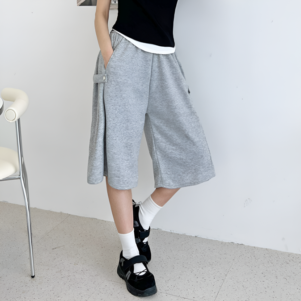 통반바지 롱 버뮤다 벌룬 팬츠 반바지 여성 여자 와이드 7부 - 상세 이미지 2