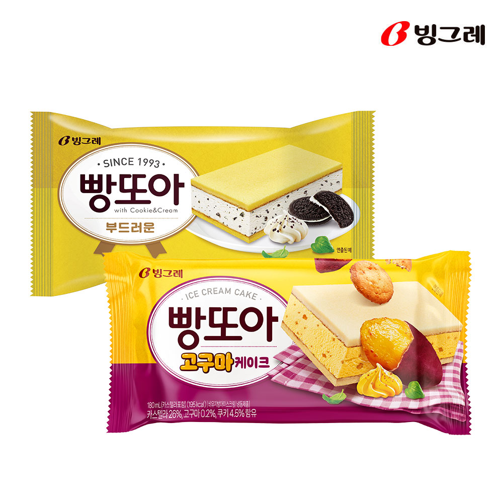 빙그레 부드러운 빵또아 10개입 + 고구마 케이크 빵또아 10개입 아이스크림 - 상품 이미지