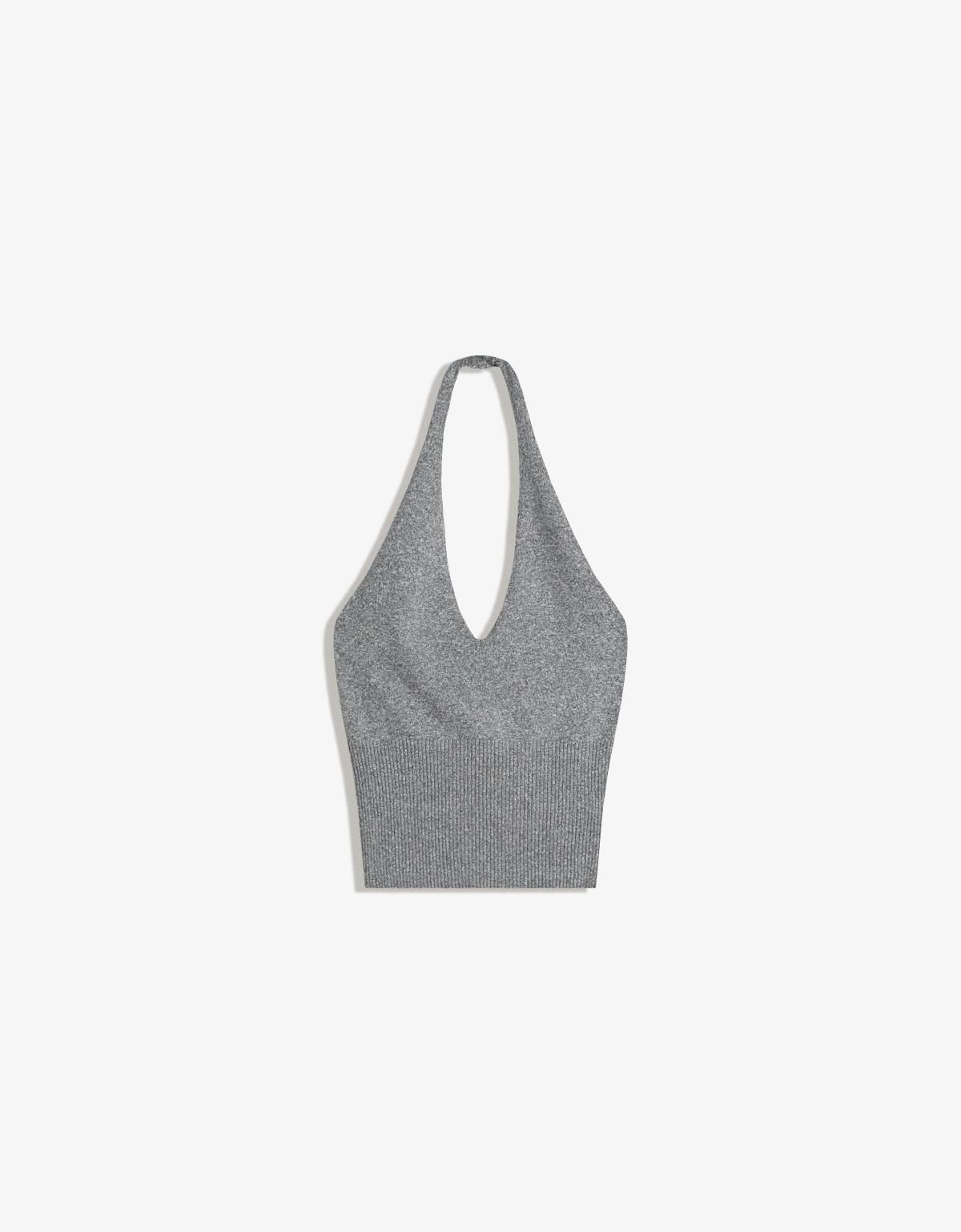 버쉬카 리브드 테크니컬 홀터넥 민소매 탑 8751/693 GREY - 상품 이미지