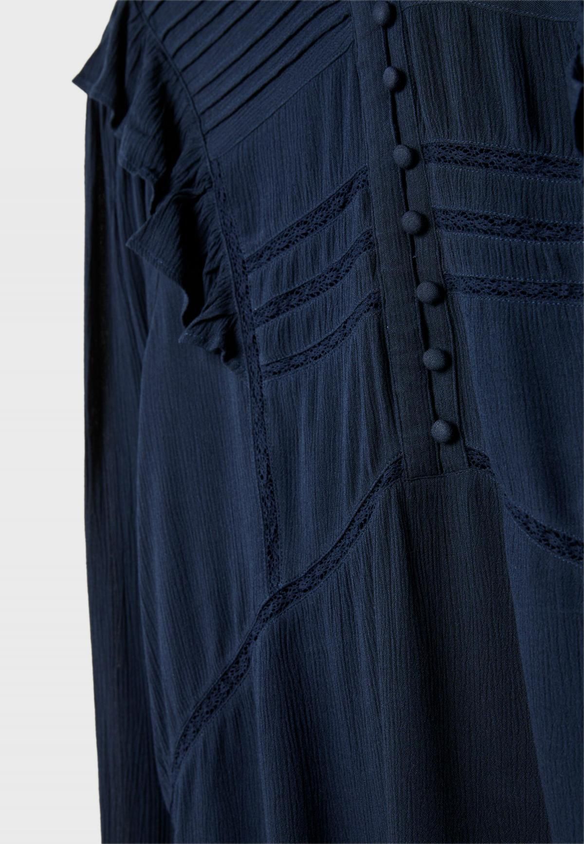 스트라디바리우스 네이비 러플 버튼 디테일 블라우스 6072/799 NAVY BLUE - 상세 이미지 2