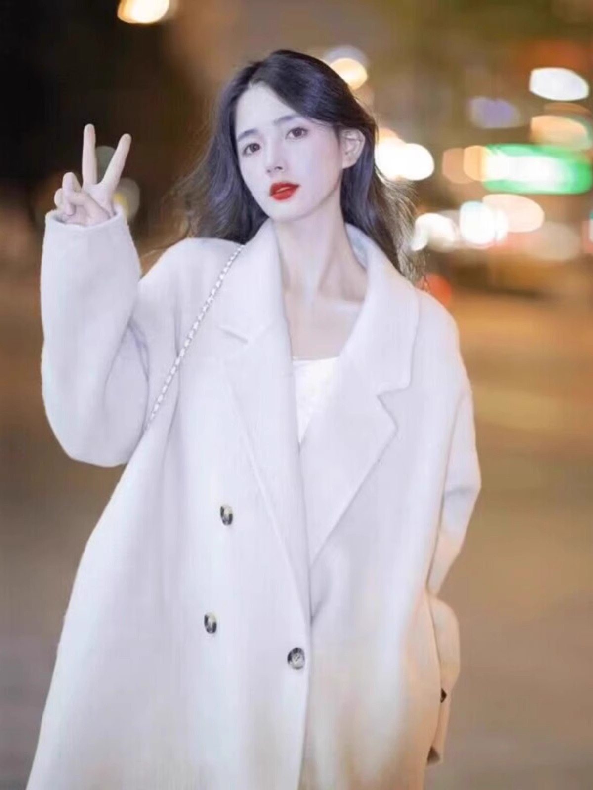 역시즌코트 여성 빅사이즈 겨울 롱코트 역시즌 울60 아이보리 XS - 상세 이미지 4
