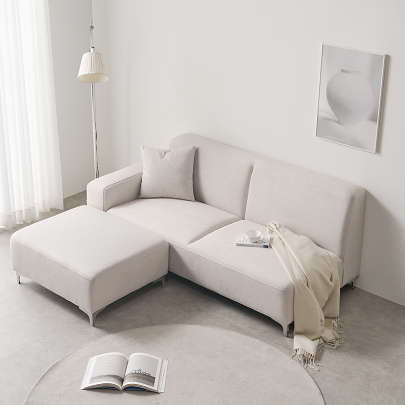 e스마트 에어리 아쿠아텍스 3인용 패브릭 쇼파 스툴포함