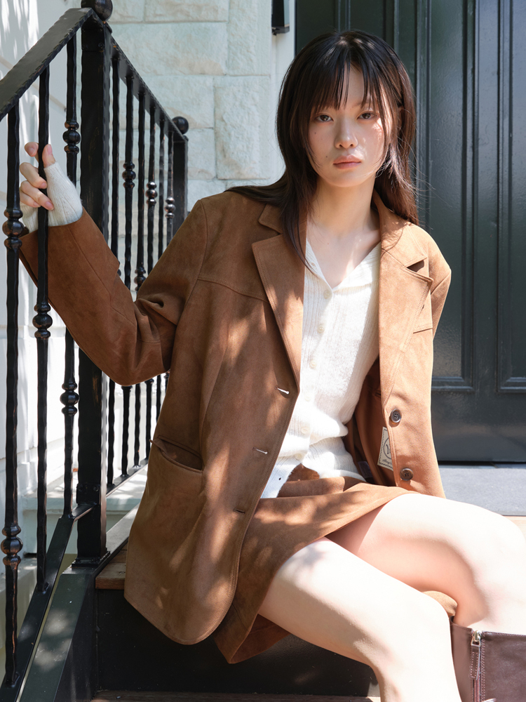 [엽페] 스웨이드 오버 자켓 브라운 - 상세 이미지 2