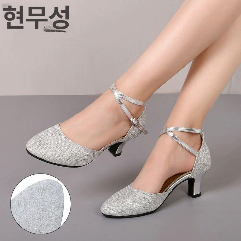 댄스화 스포츠 라인탠스 구두 줌바 밑창 탭댄스 연습 3.5cm 골드 실내용 모직 바닥 33 - 상세 이미지 3