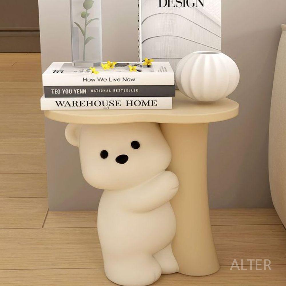 사이드 테이블 보조 선반 간이 협탁 쇼파 트레이 탁자 행운 곰 테이블 (40cm 베이지) - 상세 이미지 3