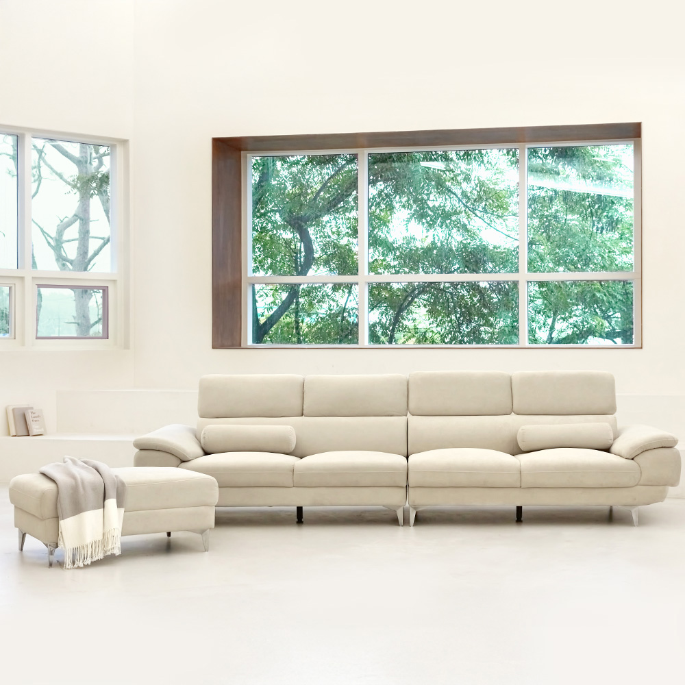 몬스터 플러스 아쿠아텍스 이지클린 거실 푹신한 신혼부부 넓은 패브릭 소파 스툴 Event, 오트밀베이지, 좌형_3인용