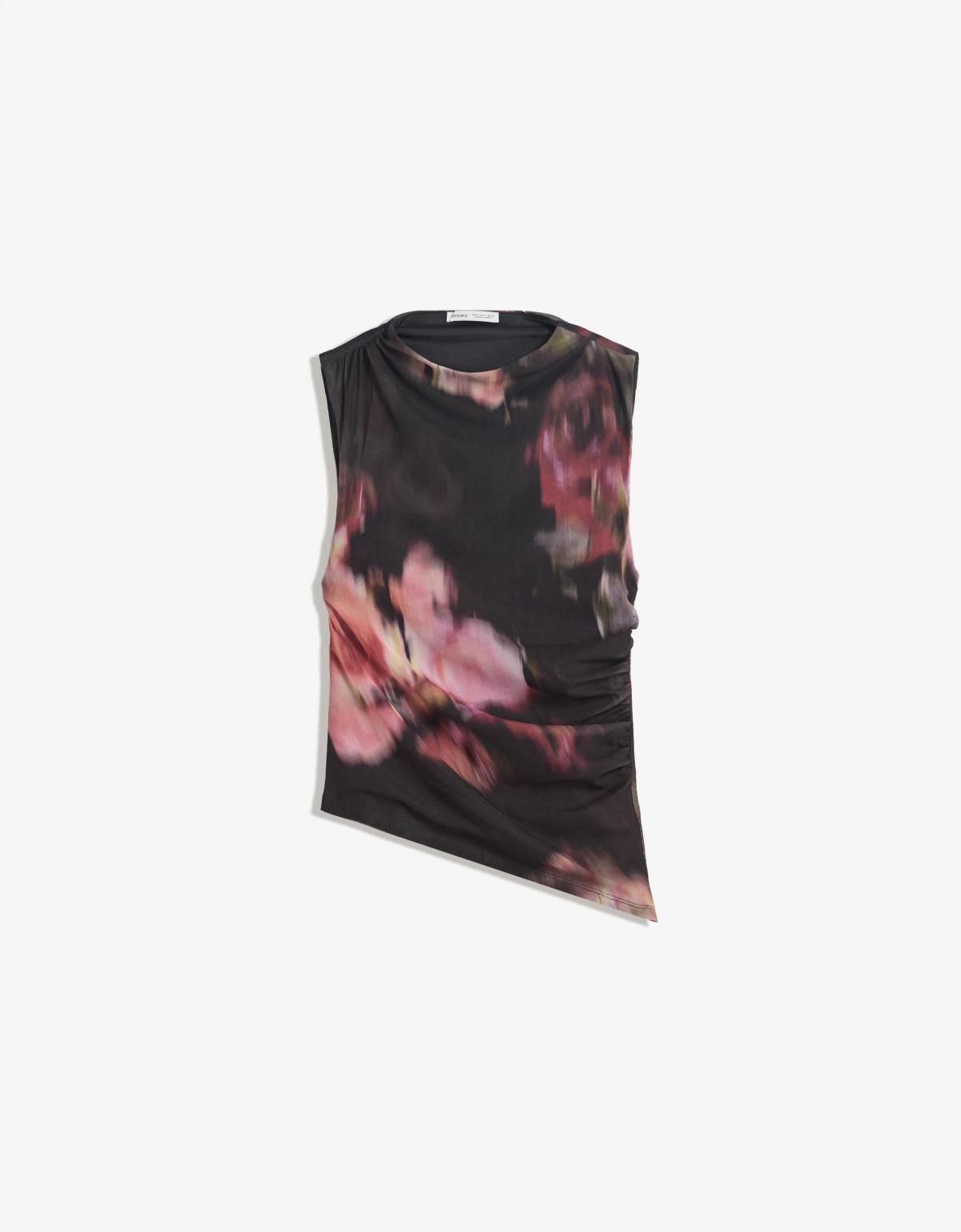 버쉬카 비대칭 메쉬 민소매 티셔츠 7618/326 BLACK - 상품 이미지