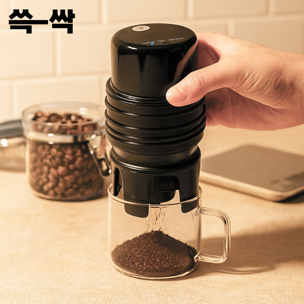 쓱싹 커피 그라인더 전동 원두분쇄기 스테인리스날 분쇄도조절 가정용 핸드드립용 - 상품 이미지