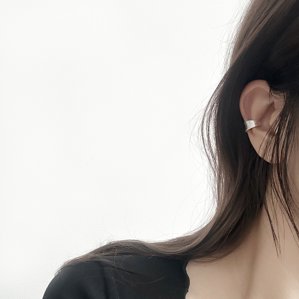 silver925 무광 브러쉬 볼드 남자 이어커프 링 귀찌 귀안뚫는귀걸이 순은 이미지 6