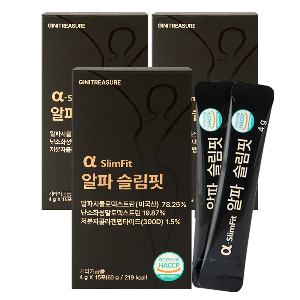 지니트레저 알파CD 3130mg 알파슬림핏 알파시클로덱스트린 제로파우더 15포, 3개 제품 이미지