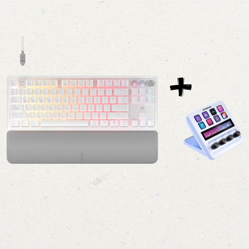 커세어 K70 MGX TKL 자석축 키보드 + 엘가토 스트림덱 플러스 화이트 세트 - 메인 이미지