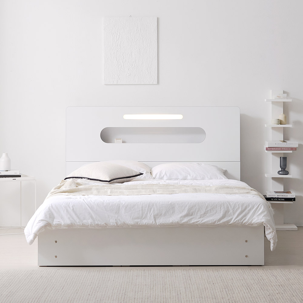 스위티 블랙라인 LED 호텔형 퀸사이즈 수납 침대 Q