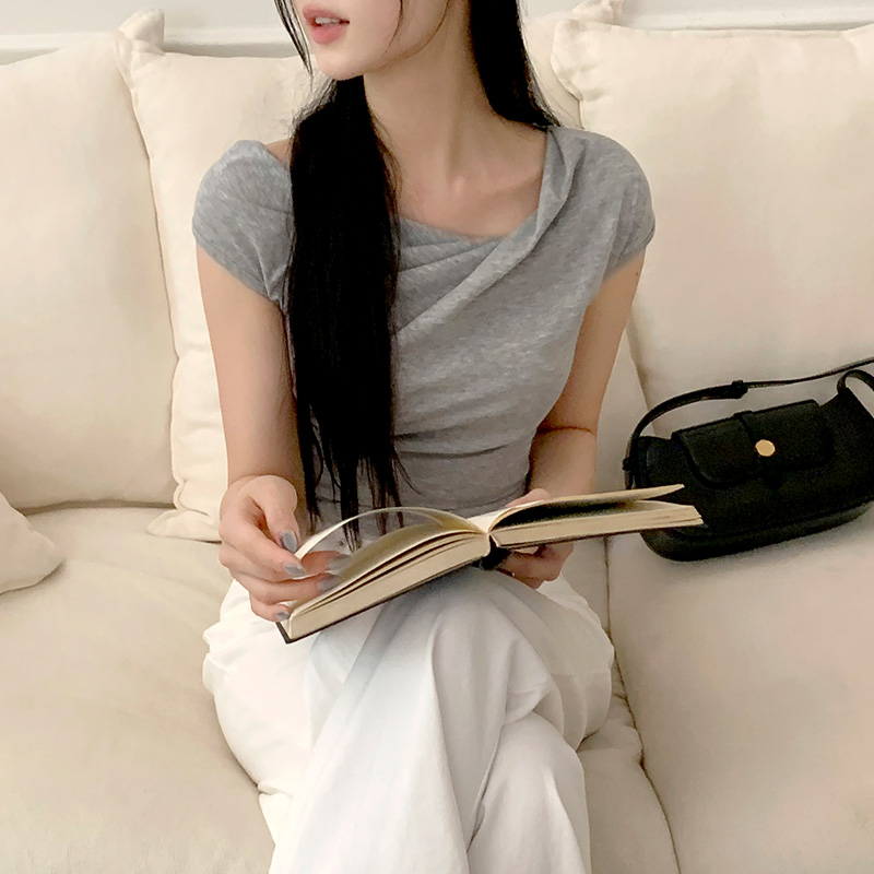 누디아 언발 셔링 잘록핏 티셔츠 ts4677 - 상세 이미지 4