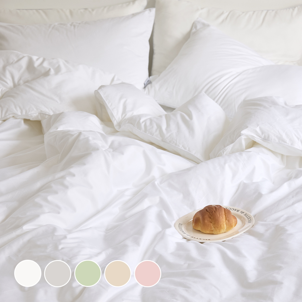 호텔 침구세트 사계절 광폭 60수 순면 패드 베개커버 이불 세트 화이트, 퀸/킹 (Q/K)