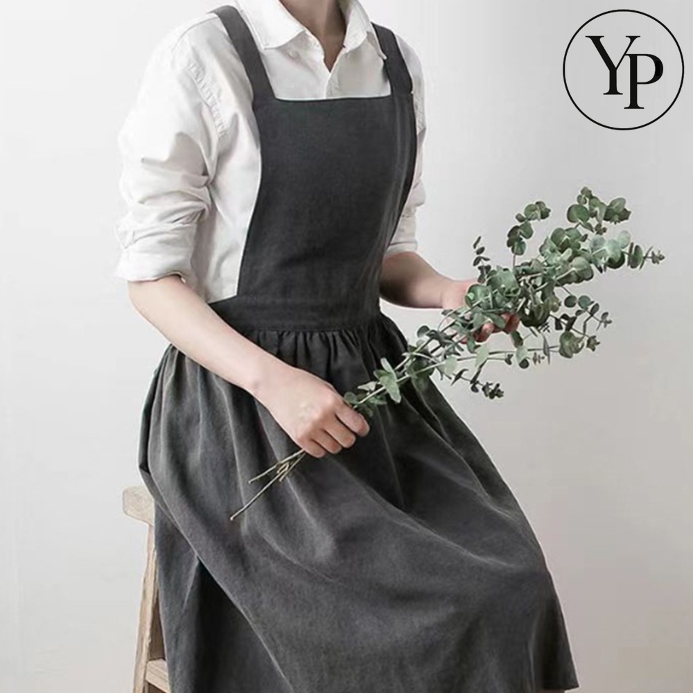 꽂집 앞치마 미술 선생님 감성 원피스형 긴 어린이집 유치원 - 메인 이미지