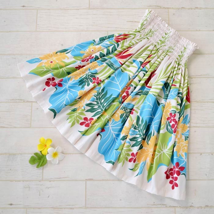 파우스커트 훌라 댄스 치마 꽃무늬 훌라 하와이안 춤 공연복 Miu Mint Aloha 그린 민트 - 상품 이미지