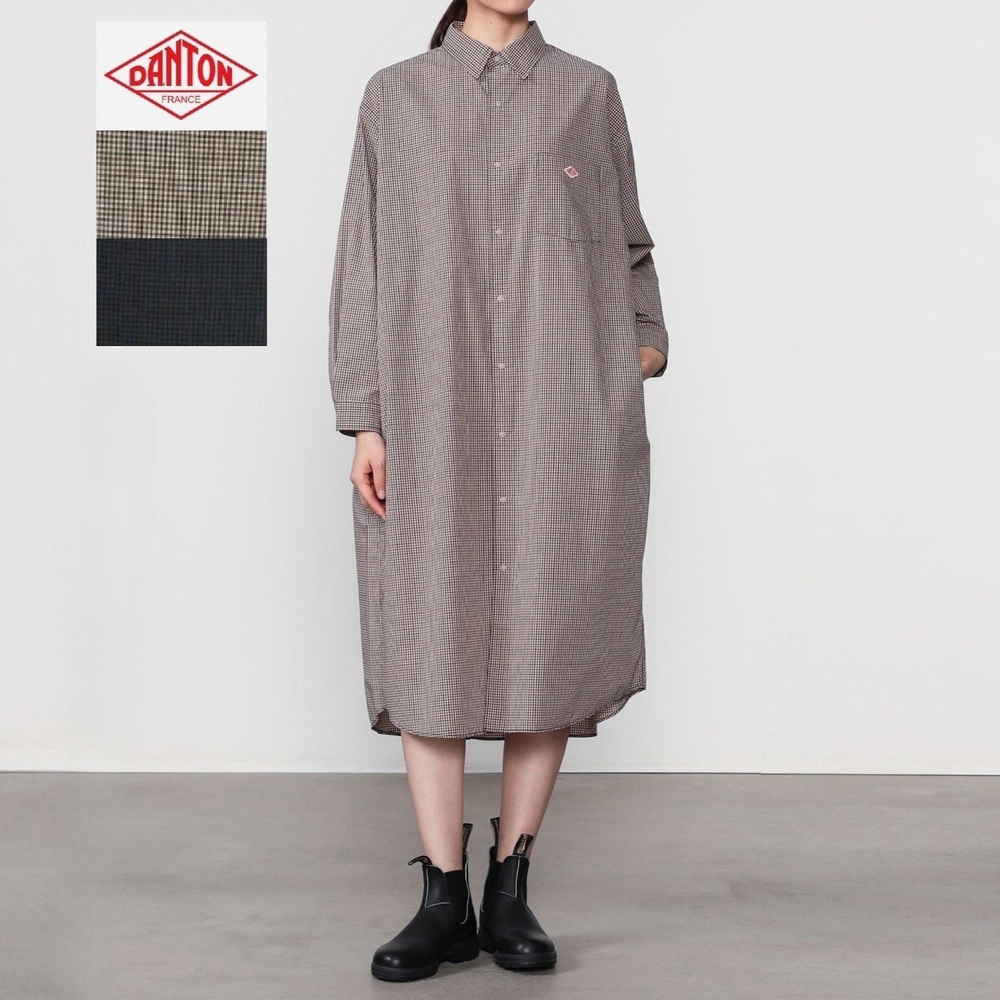 단톤 플래너 버튼 긴팔 셔츠 원피스 여성 DT-G0106PPU BEIGE 36 - 상품 이미지
