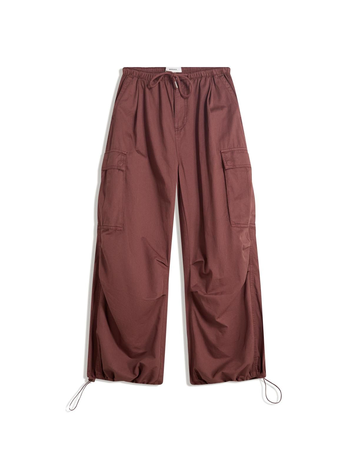 버쉬카 버건디 와이드 파라슈트 카고 팬츠 5086/335 BURGUNDY - 상품 이미지