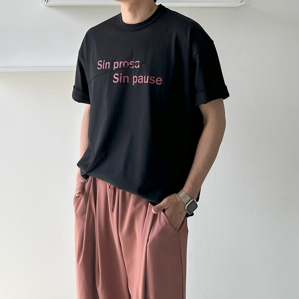 남자 반팔티 레터링 자수 여름 티셔츠 남자 오버핏반팔 - 상품 이미지