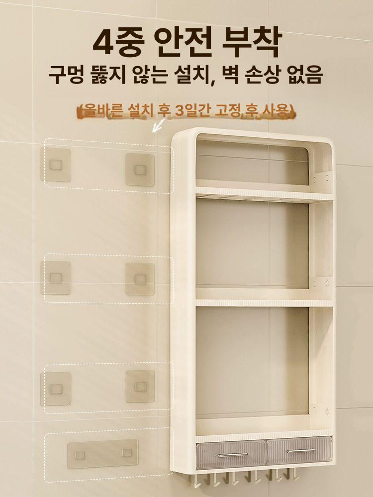 주방 벽선반 양념 업소용 스테인레스 냄비 정리함 2층 업그레이드 모델 서랍 A - 상세 이미지 3
