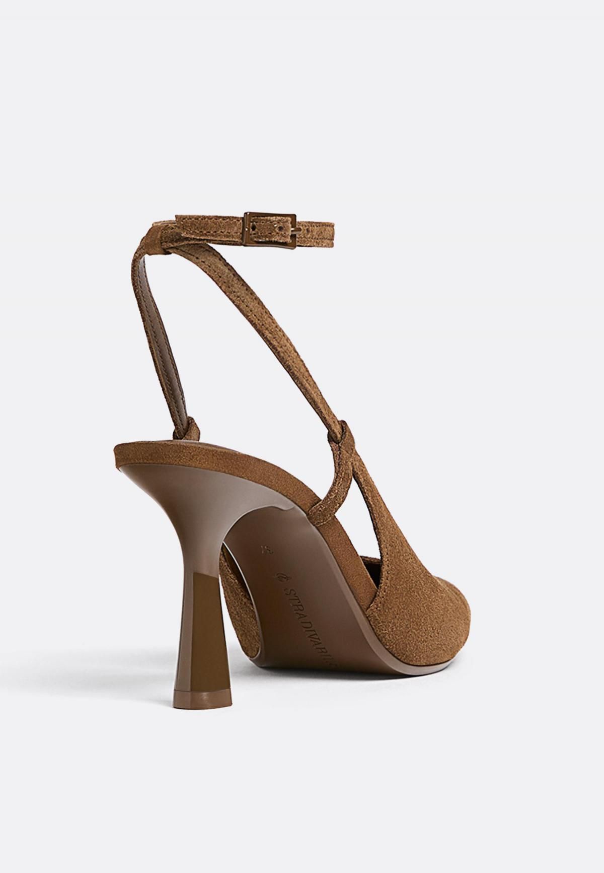 스트라디바리우스 스웨이드 스트랩 슬링백 힐 슈즈 9661/670 BEIGE - 상세 이미지 3