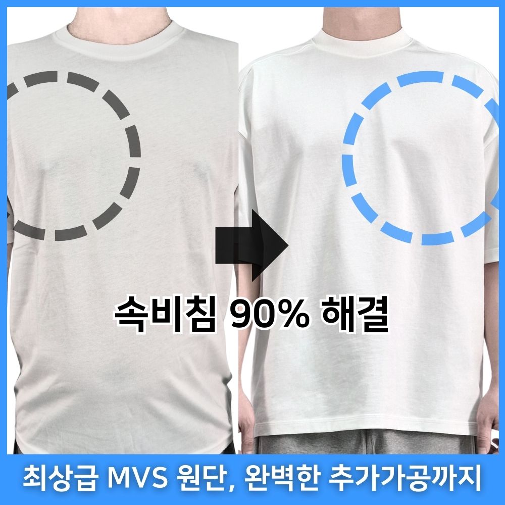 안비치는 비침없는 남자 흰티 목안늘어나는 두꺼운 반팔티 면티 - 상세 이미지 2