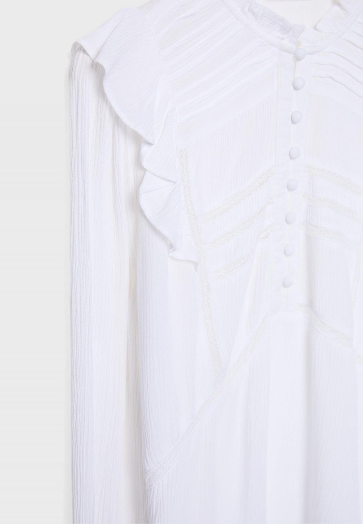 스트라디바리우스 러플 버튼 장식 루즈핏 블라우스 6072/799 WHITE - 상세 이미지 3