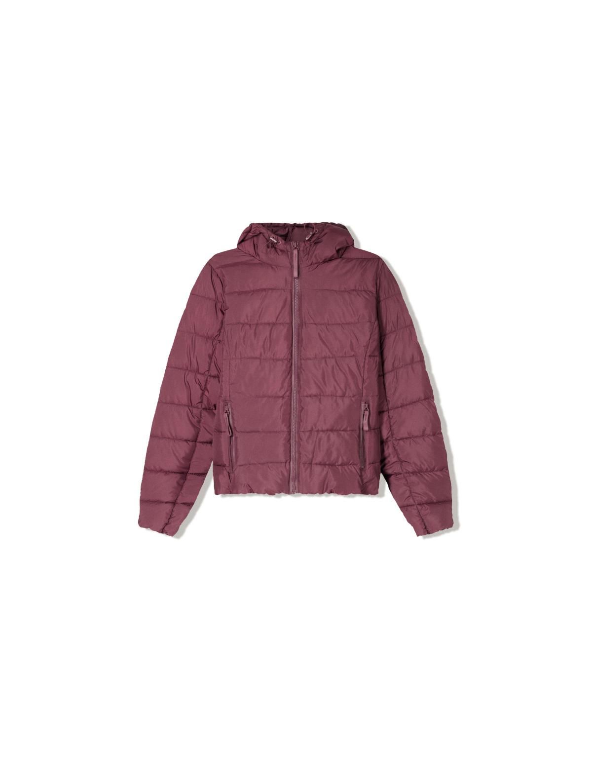 버쉬카 라이트 버건디 테크니컬 패딩 후드 숏 재킷 1441/701 BURGUNDY - 상세 이미지 3