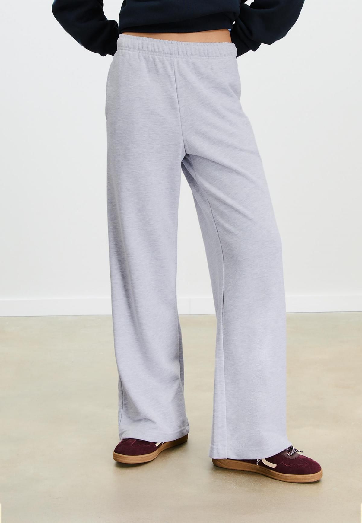 스트라디바리우스 와이드핏 밴딩 스트레이트 조거팬츠 4600/820 GREY MELANGE - 메인 이미지